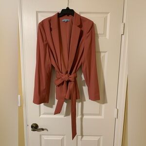ANTONIO MELANI Tailored Open Front Blazer with Modern Tie Waist, Size 14‎ NWOT